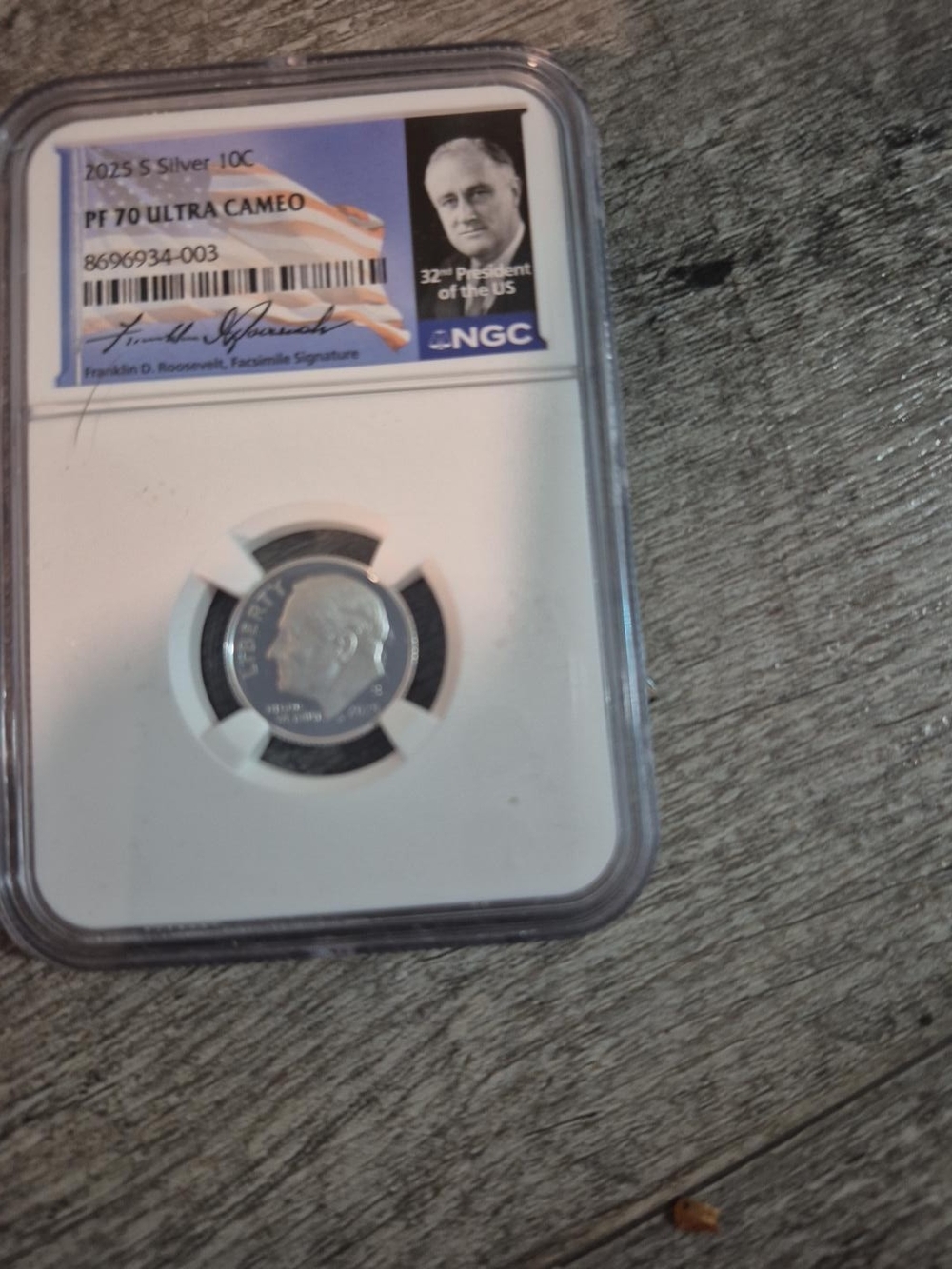 Certified PF70 Ultra Cameo Silver 2025 Roosevelt Dime - White/Silver